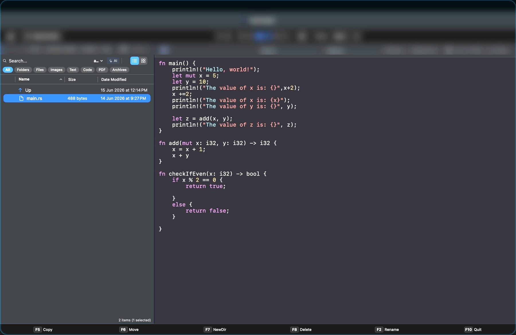 Kommanda code editor and file preview